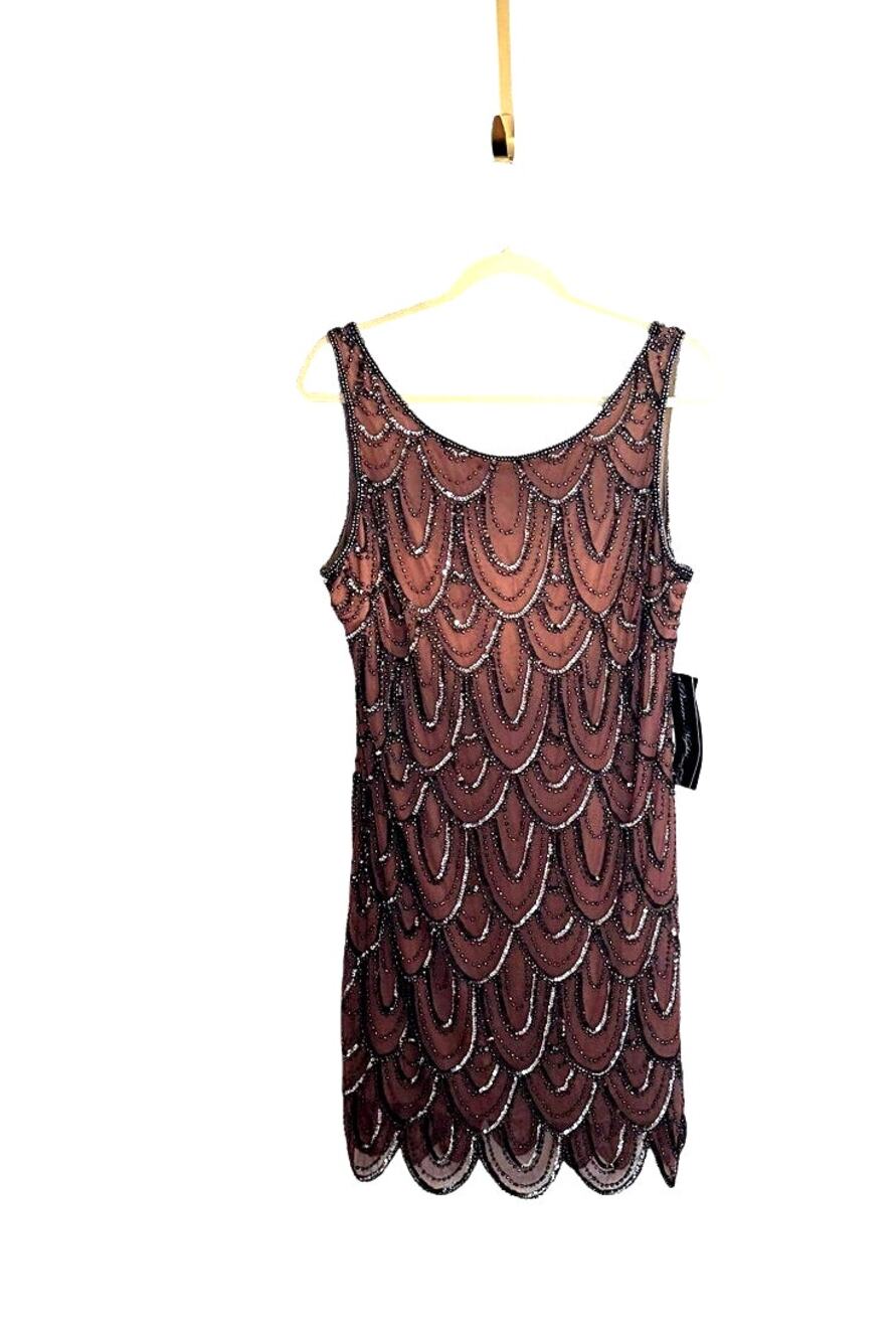 Pisarro Nights Size 14 Beaded Sequin Cocktail Dress Cafe Art Deco NWT